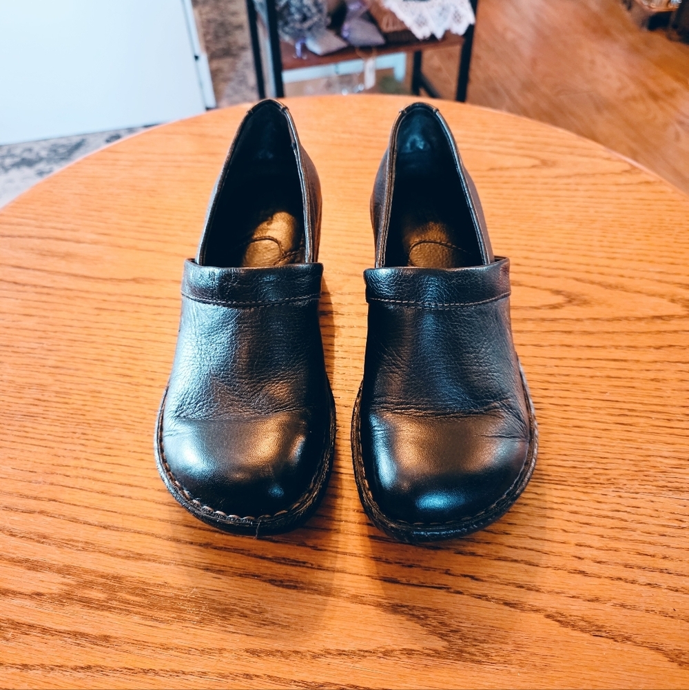Born Black Leather Slip-On Mules